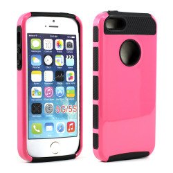 iPhone 5S 5 Slim Armor Hybrid Case (Hot Pink Black)